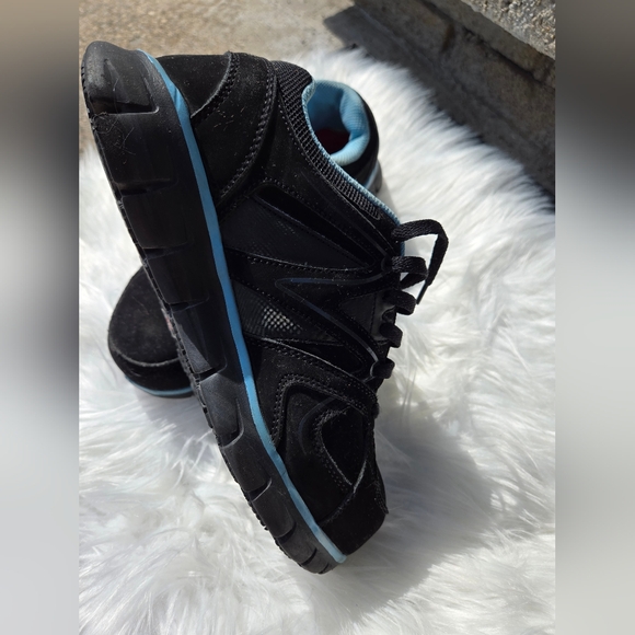 Skechers Work Shoes Women's Flex Sole Size US 7.5 Black & Blue Alloy Toe - Picture 10 of 14